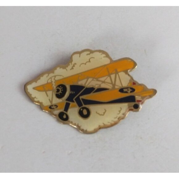 Vintage US Navy Air Corp Bi Plane Boeing P-12 Lapel Hat Pin - Picture 1 of 2